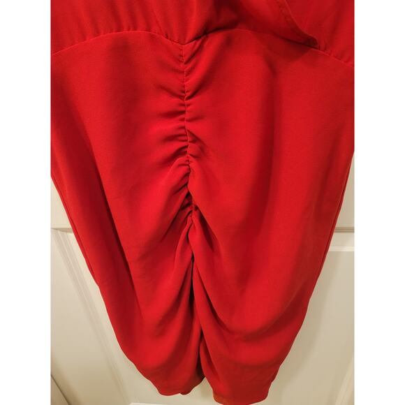 Trina Turk Red Blouson Dress with Hi Low Hem - Picture 5 of 9